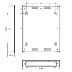 Invicta 3 Distribution Board 250A Side Extension Box Line Drawing Invicta 3 Distribution Board 250A Side Extension Box Line Drawing