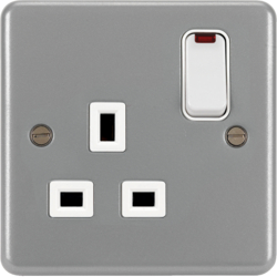 WPSS81NBKO 1 Gang Double Pole Switched Socket with LED Indicator & Back Box with Knockouts