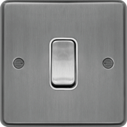 WRDP84BSW 20A Double Pole Switch Brushed Steel White Insert