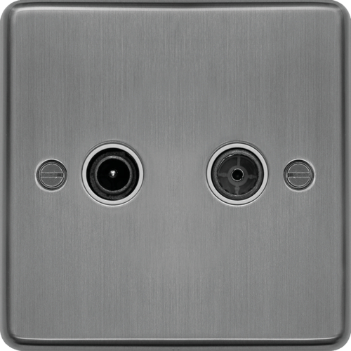 WRDXBSW TV & FM/DAB Outlet Brushed Steel White Insert